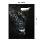 Minimalist Black Highland Cow Closeby Michael Schauer Framed Canvas Wall Art Print