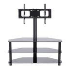 43.3" Multi-Function TV Stand Height Adjustable Bracket Swivel 3 Tier - Black