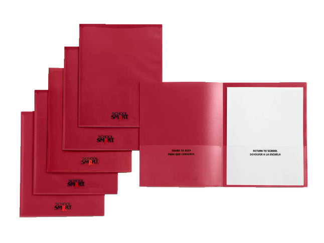 School Smart Take Home Heavy-Duty Folder, Red, Pack Of 24