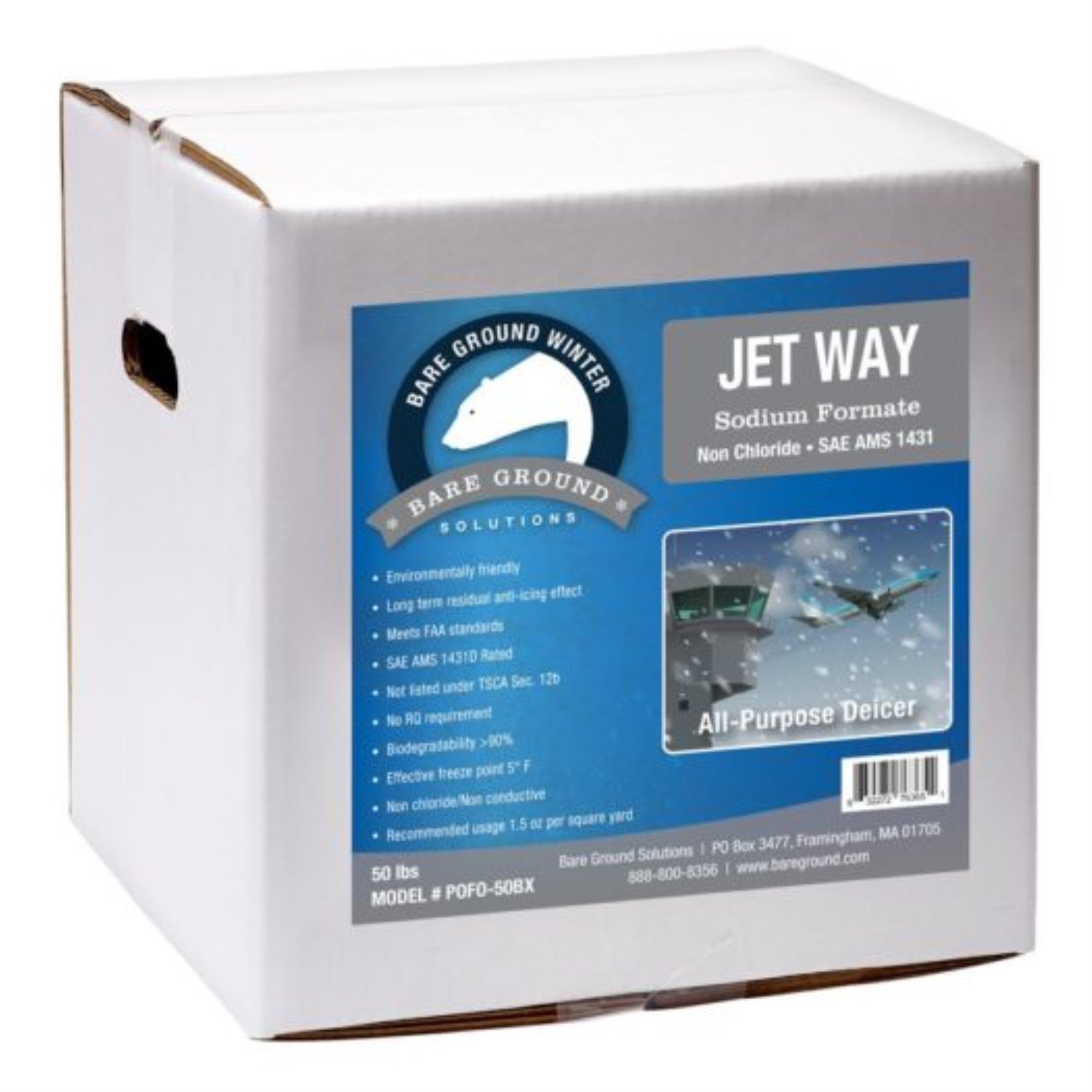 50Lb Box Of Bare Ground Jet Way Sodium Formate Granular Deicer