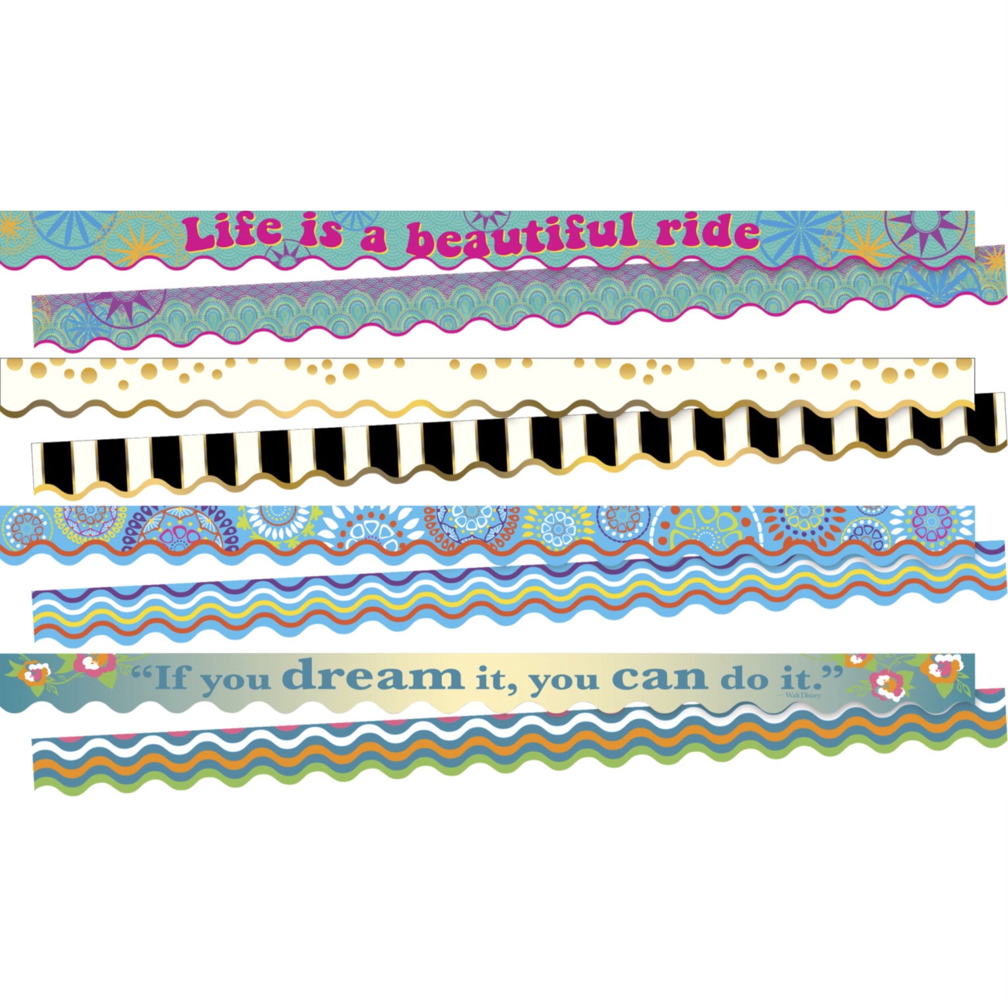 Barker Creek Trending Designs Trimmer Set, 4 Designs, 2-1/4 X 36 Inches, Total Of 156 Feet