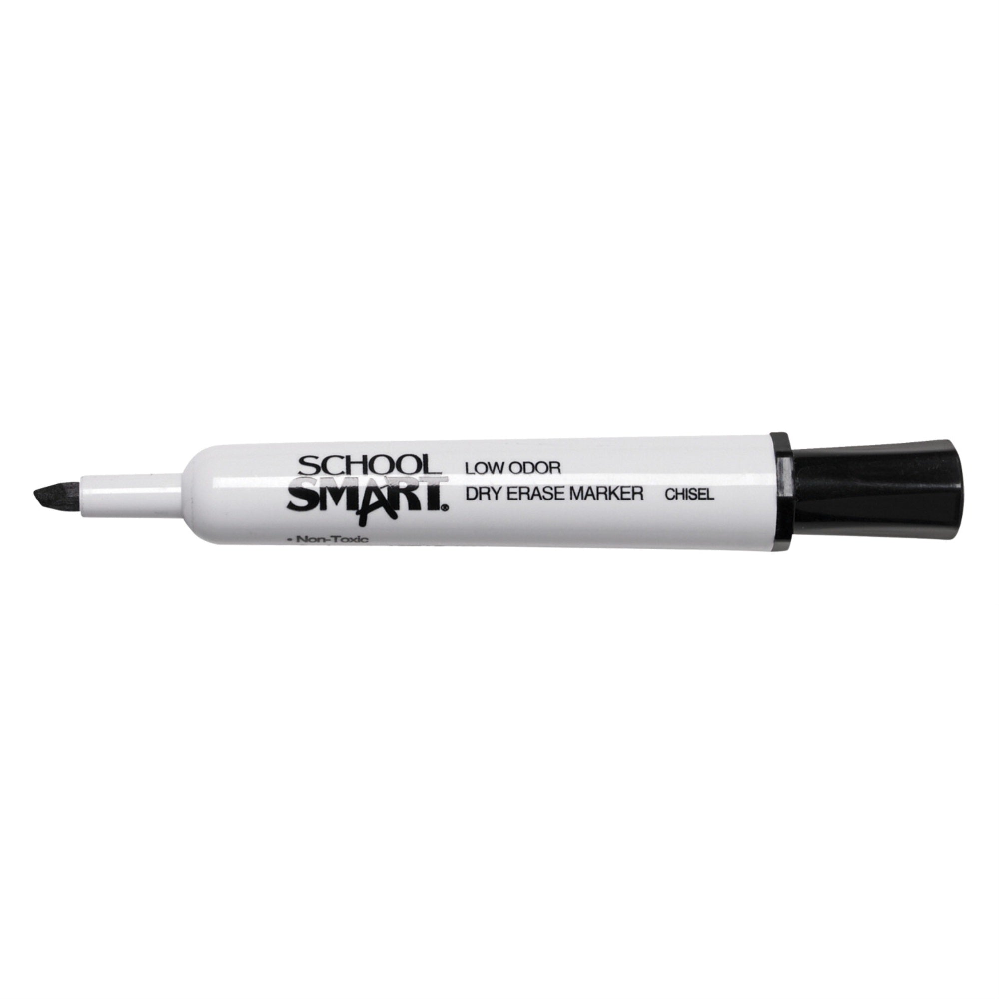 School Smart Dry Erase Tank Style Marker, Chisel Tip, Black, Pack Of 48