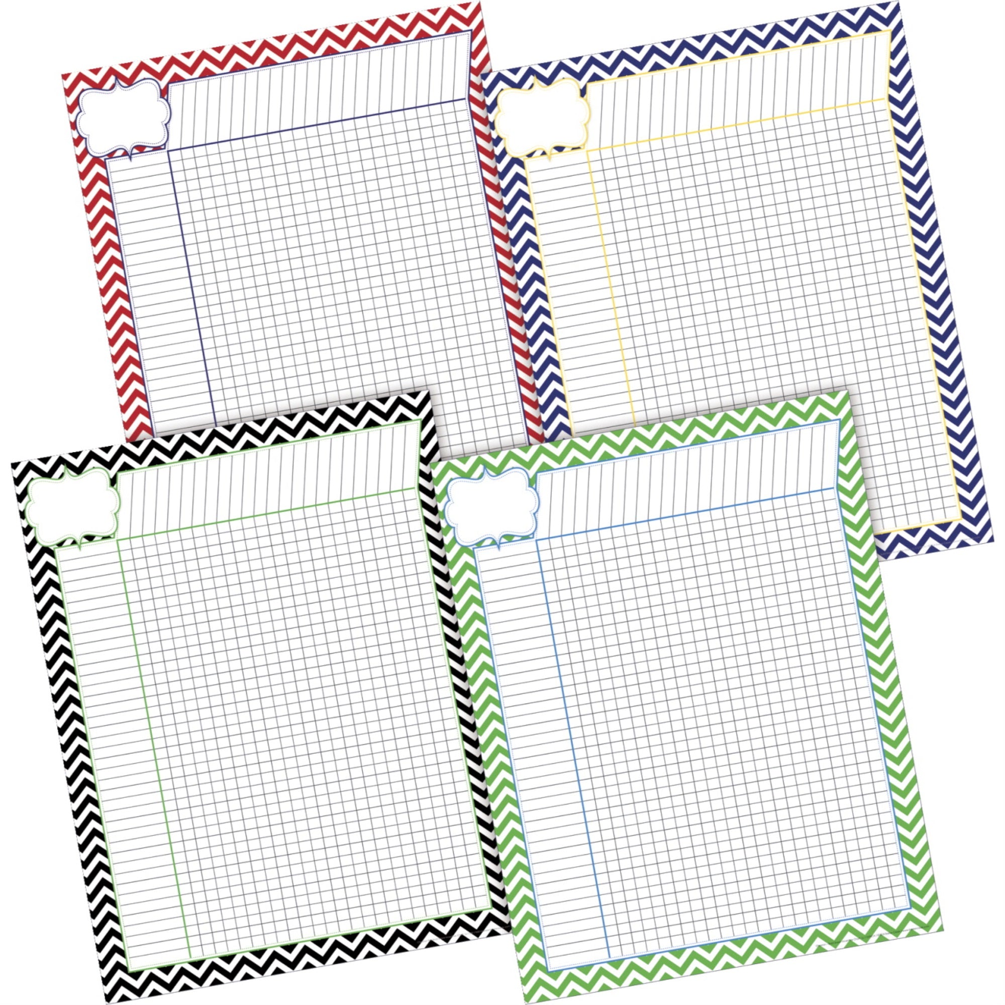 Barker Creek Nautical Chevron Incentive Chart Set, Pack Of 4