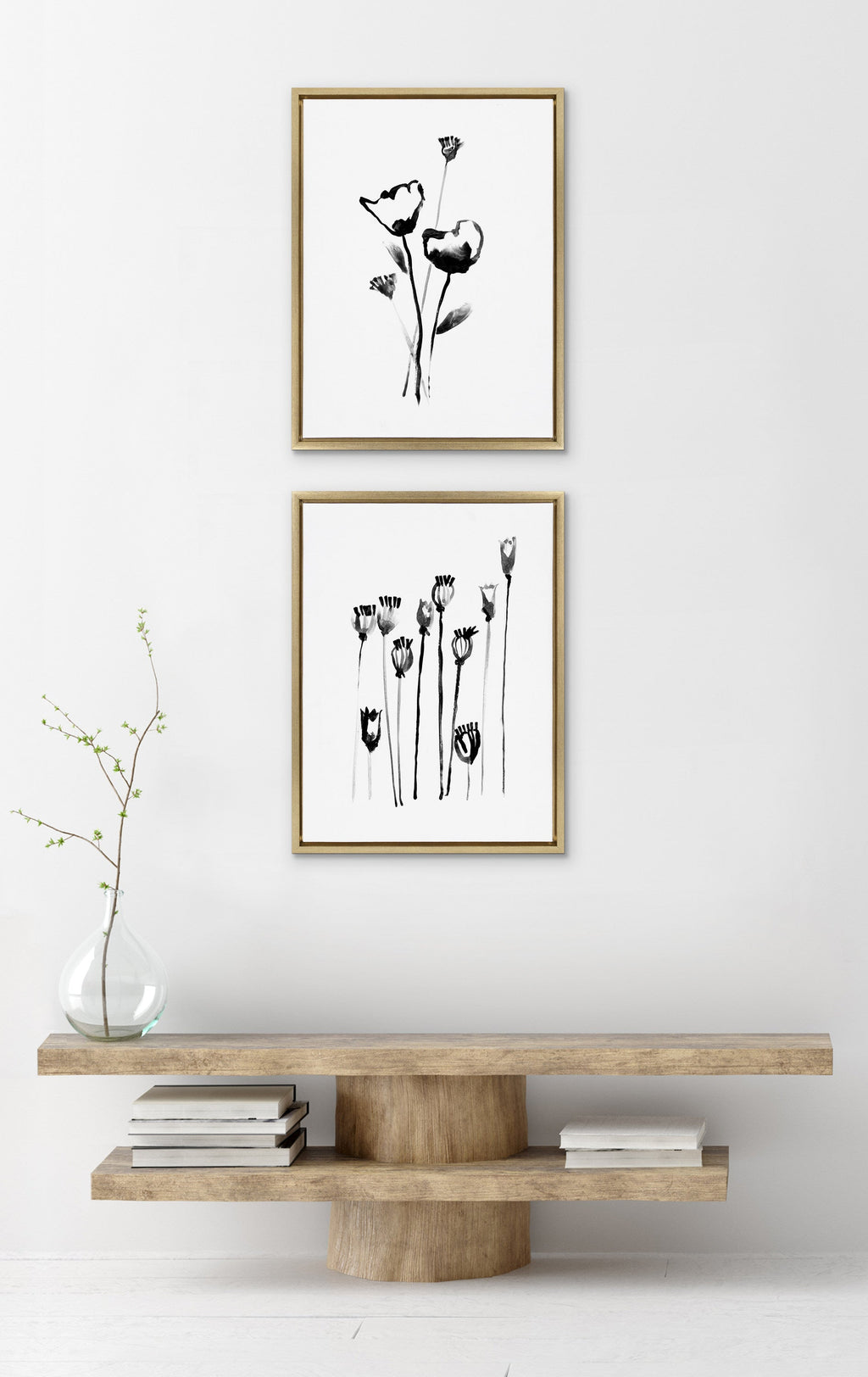 Sylvie Wildflowers and Seed Pods Framed Canvas Set by Teju Reval of SnazzyHues