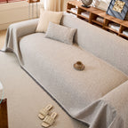 Linen-Look Textured Couch Throw Cover, Breathable Sofa Blanket & Furniture Protector