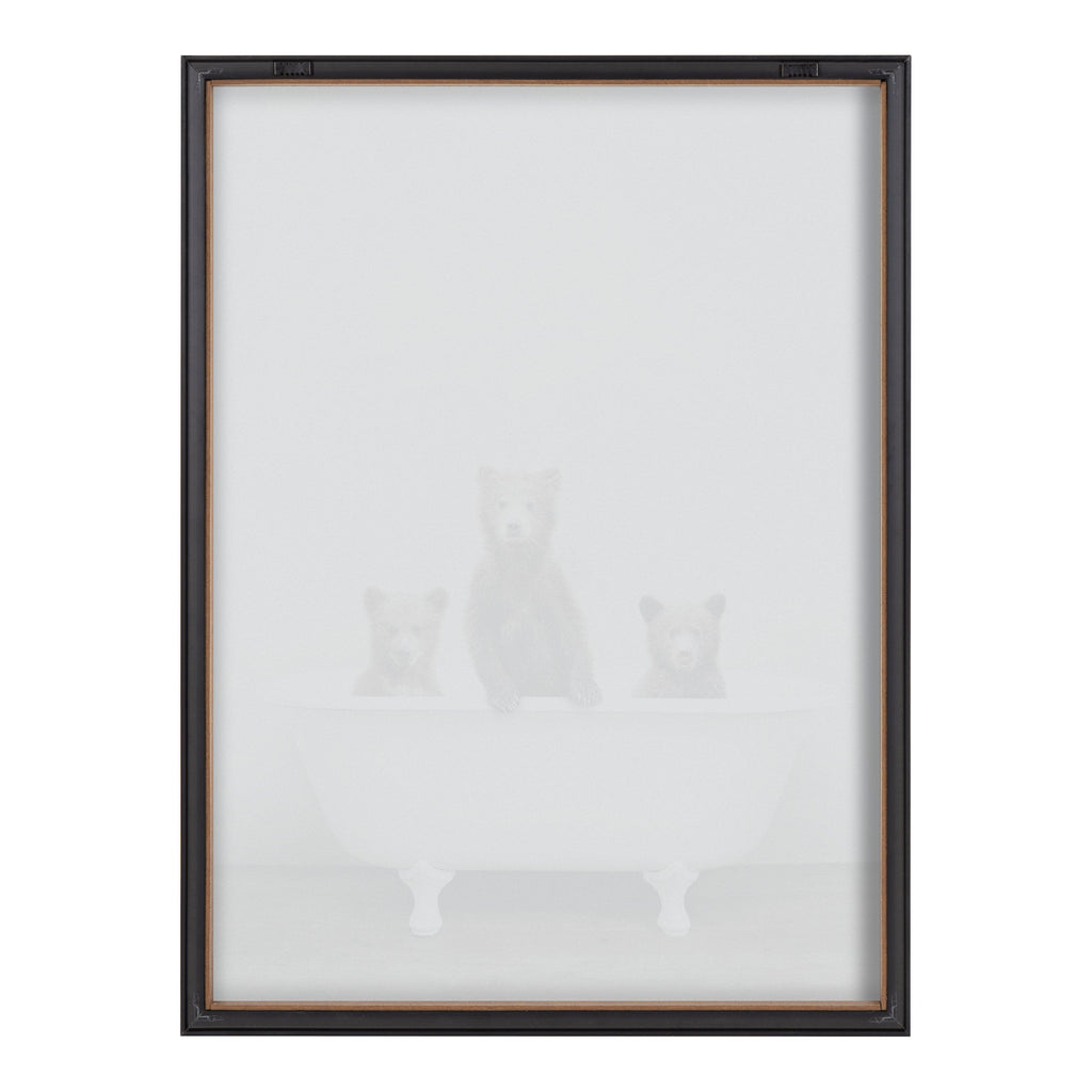 Blake Three Little Bears in Vintage Bathtub Framed Printed Glass by Amy Peterson Art Studio