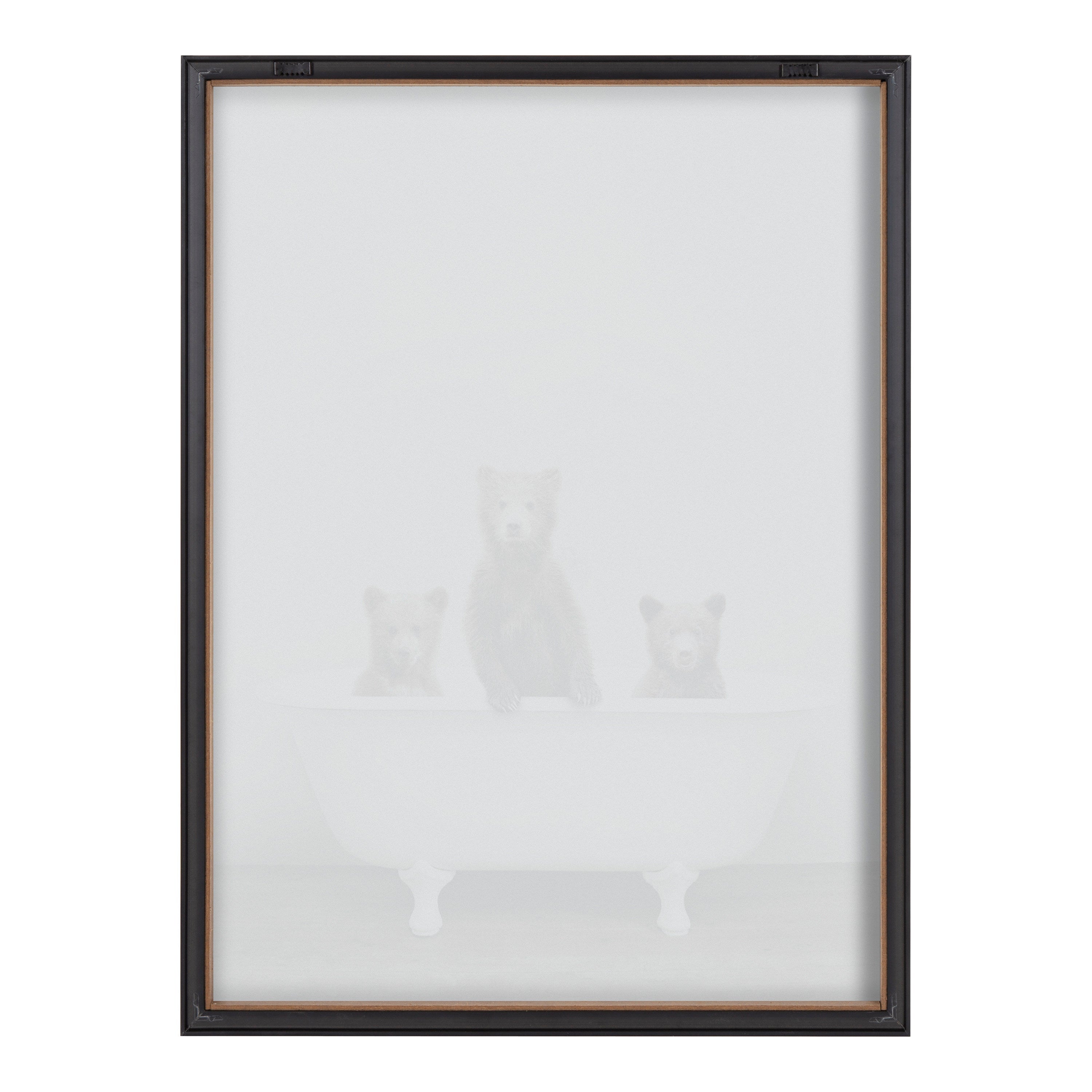 Blake Three Little Bears in Vintage Bathtub Framed Printed Glass by Amy Peterson Art Studio