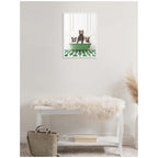 Sylvie Three Bear Cubs in Eclectic Green Panel Wall Bathtub Framed Canvas by Amy Peterson