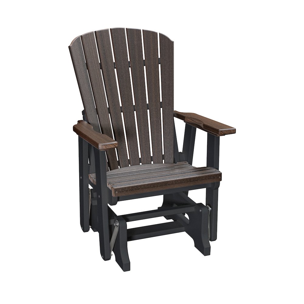 Fan Back Glider in Brazilian Walnut Woodgrain with a Black Base, Made in the USA