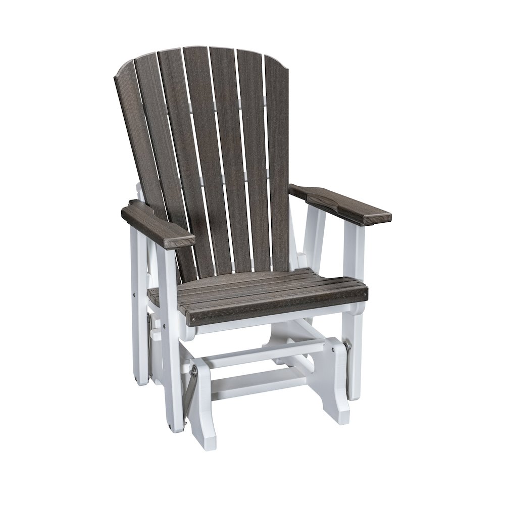 Fan Back Glider in Coastal Gray Woodgrain with a White Base, Made in the USA