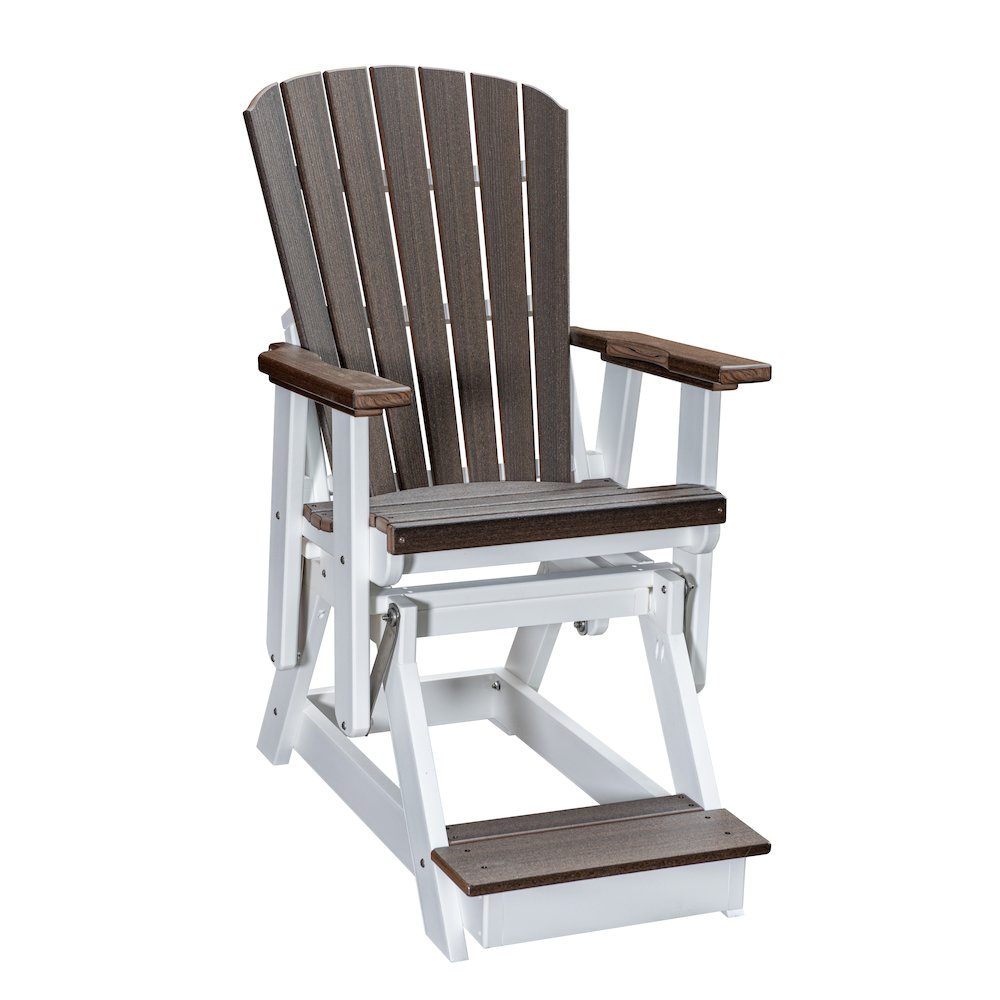 Fan Back Balcony Glider in Brazilian Walnut on a White Base