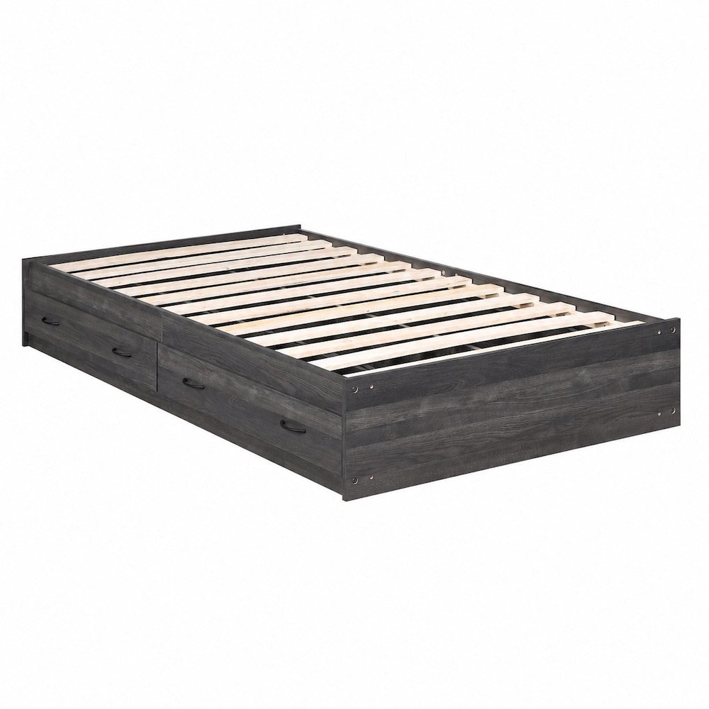 Twin Size Black Mates Bed with Two Storage Drawers