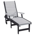 HDPE Outdoor Chaise Lounge Chair in Light Gray and Black