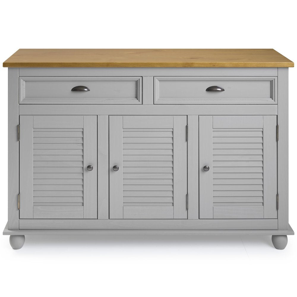 Farmhouse Pine Buffet Sideboard Cabinet  Corona Gray & Honey Pine Top