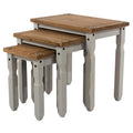 3Piece Farmhouse Pine Nesting Side Table Set  Corona Gray & Wood Top