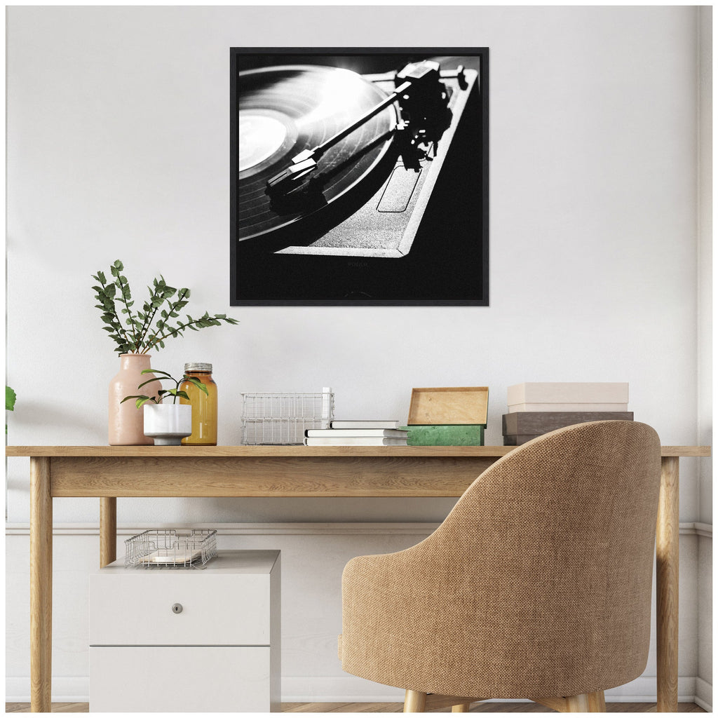 Sylvie Vinyl Record Player Framed Canvas by Alicia Abla