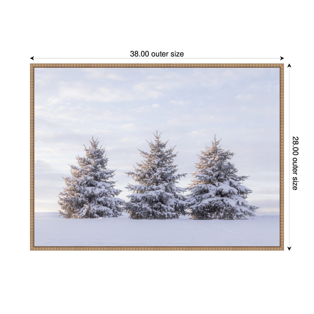 Sylvie Beaded Snowy Pine Trees Framed Canvas by Stephanie Klatt