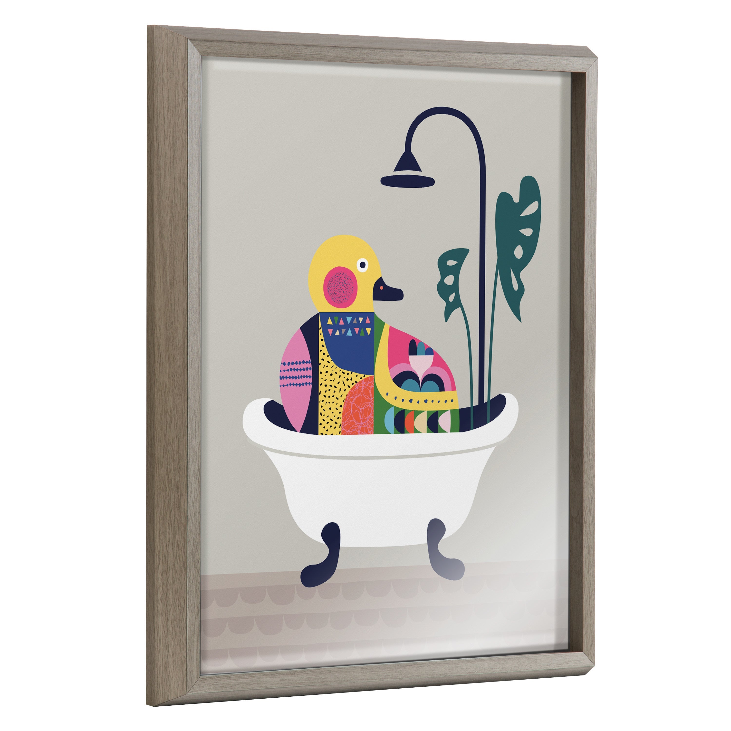 Blake Mid Century Modern Duckie in the Tub Framed Printed Glass by Rachel Lee of My Dream Wall