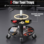 Adjustable Rolling Mechanic Stool with Tool Trays