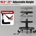 Adjustable Rolling Mechanic Stool with Tool Trays