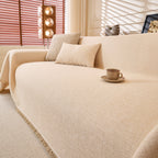Linen-Look Textured Couch Throw Cover, Breathable Sofa Blanket & Furniture Protector
