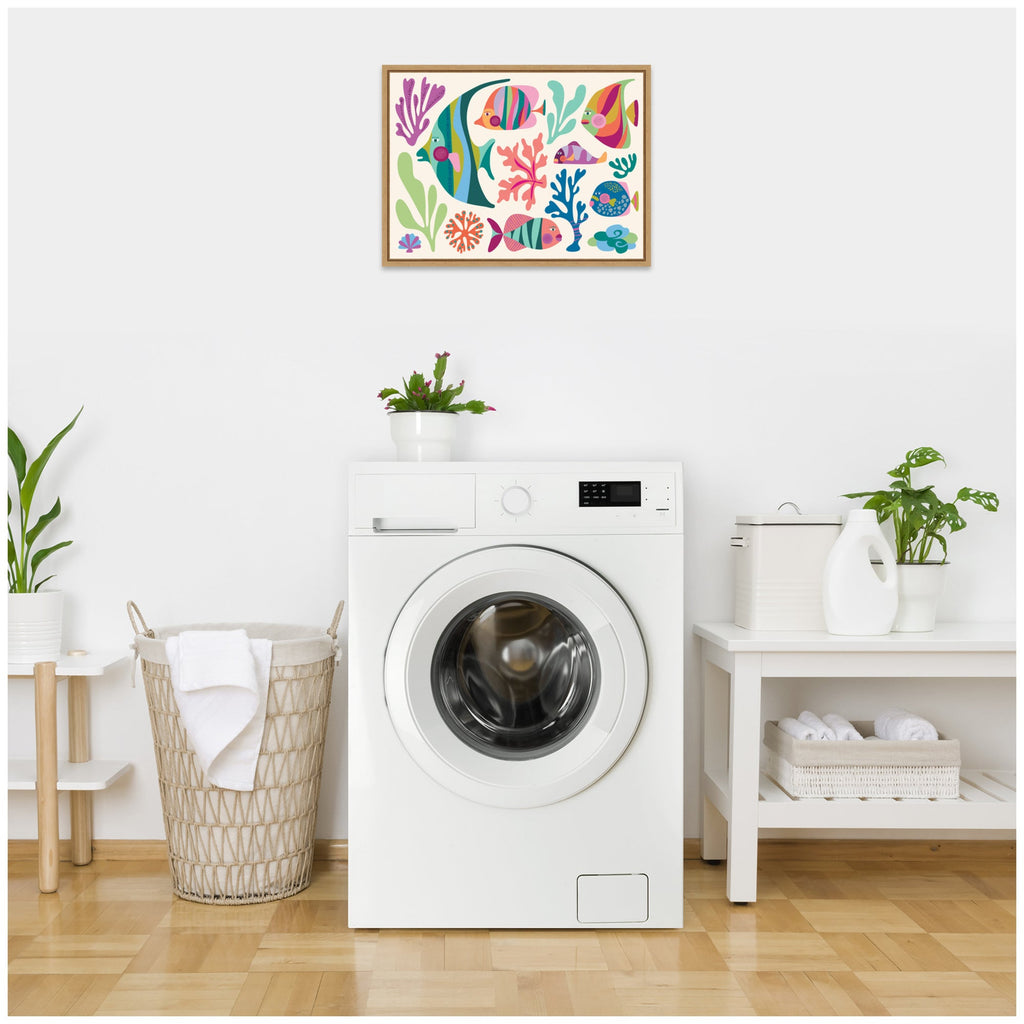 Sylvie Fun Colorful Tropical Fish Framed Canvas by Rachel Lee