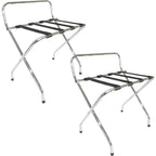High-Back Luggage Rack, Lightweight Fold-Flat Design, Compact Chrome Finish