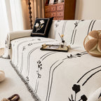 Chenille Jacquard Sofa Throw Cover with Tassel Soft Thick Couch Protector Blanket