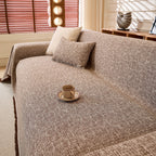 Linen-Look Textured Couch Throw Cover, Breathable Sofa Blanket & Furniture Protector
