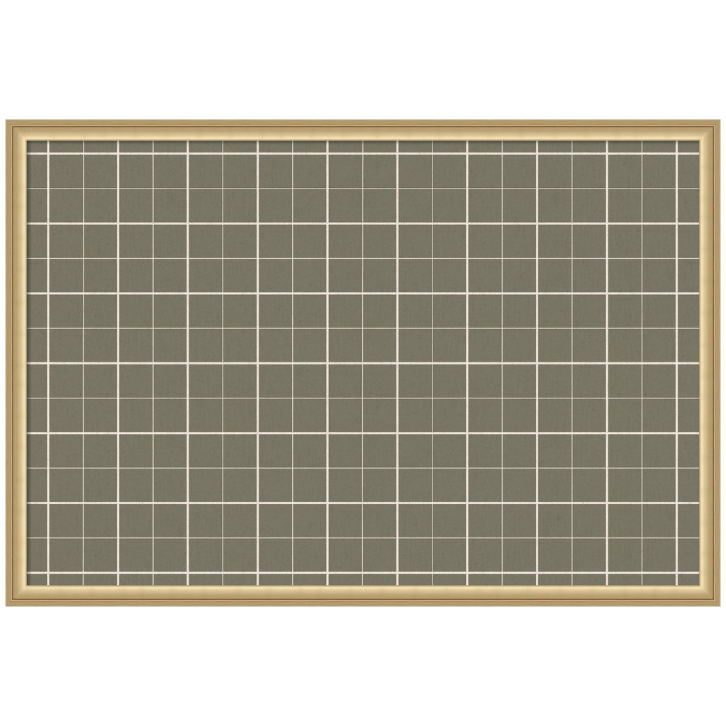 Framed Fabric Pinboard Sage Green Plaid Wall Organization