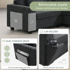 U Shaped Sectional Sofa 6 Seat Couch Set With Oversized Ottoman, Hidden Armrest Storage And Cup Holders USB Charging Ports Wide Seat Sofa