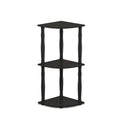 Furinno Turnntube 3Tier Corner Display Rack Multipurpose Shelving Unit With Bamboo Tubes, Espresso/Black