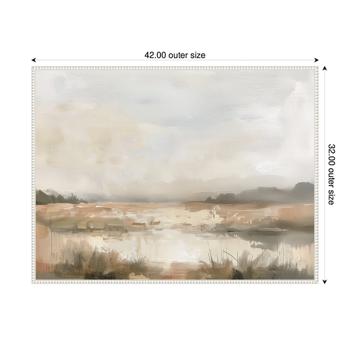 Neutral Abstract Landscape by The Creative Bunch Studio Framed Canvas Wall Art Print