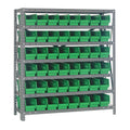 Quantum Storage Systems 1839103Gn Steel Shelving Unit With 4 Inch  Shelf Bins, 18 Inch  D X 36 Inch  W X 39 Inch  H, Green