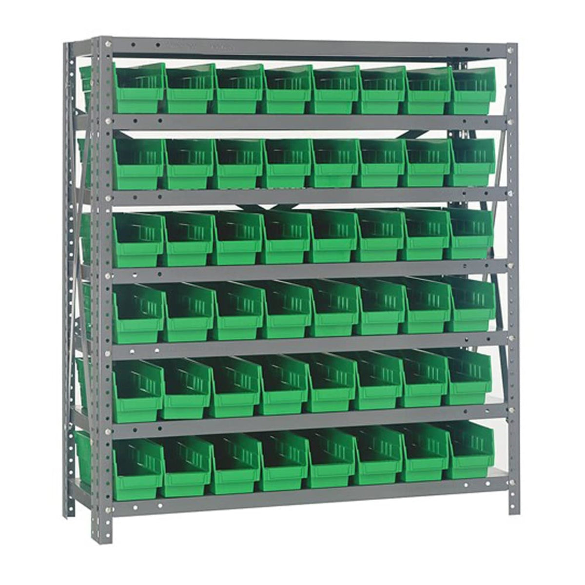 Quantum Storage Systems 1839103Gn Steel Shelving Unit With 4 Inch  Shelf Bins, 18 Inch  D X 36 Inch  W X 39 Inch  H, Green
