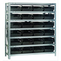 Quantum Storage Systems 1839108Bk Steel Shelving Unit With 4 Inch  Shelf Bins, 18 Inch  D X 36 Inch  W X 39 Inch  H, Black