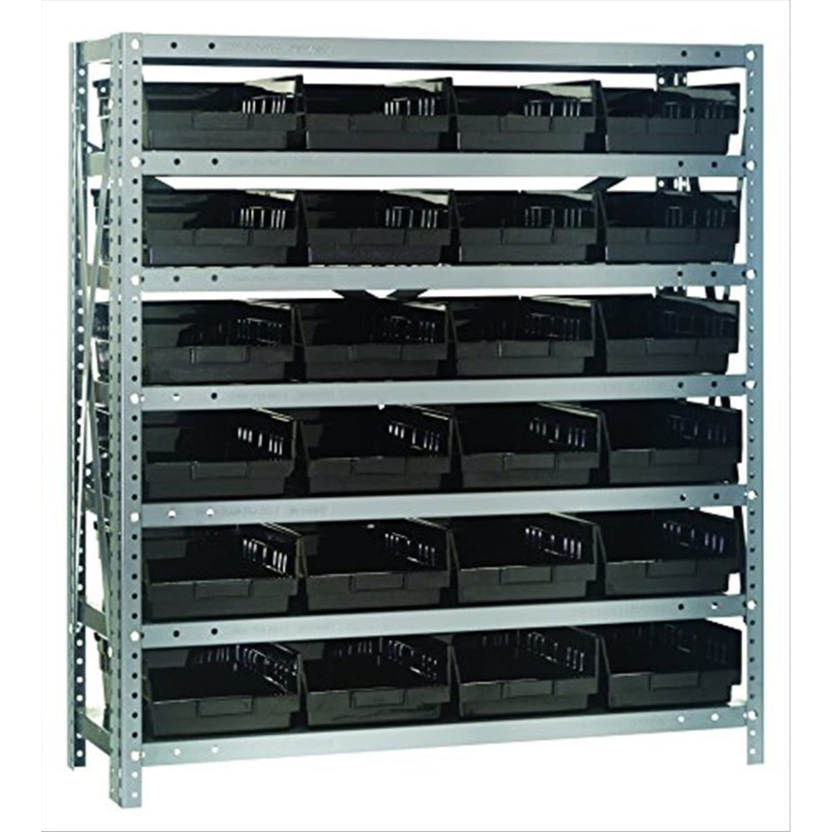 Quantum Storage Systems 1839108Bk Steel Shelving Unit With 4 Inch  Shelf Bins, 18 Inch  D X 36 Inch  W X 39 Inch  H, Black