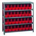 Quantum Storage Systems 1839-203RD Store More Steel Shelving Unit with 6 Shelf Bins, 18 D x 36 W x 39 H, Red