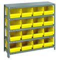 Quantum Storage Systems 1839-208YL Store More Steel Shelving Unit with 6 Shelf Bins, 18 D x 36 W x 39 H, Yellow