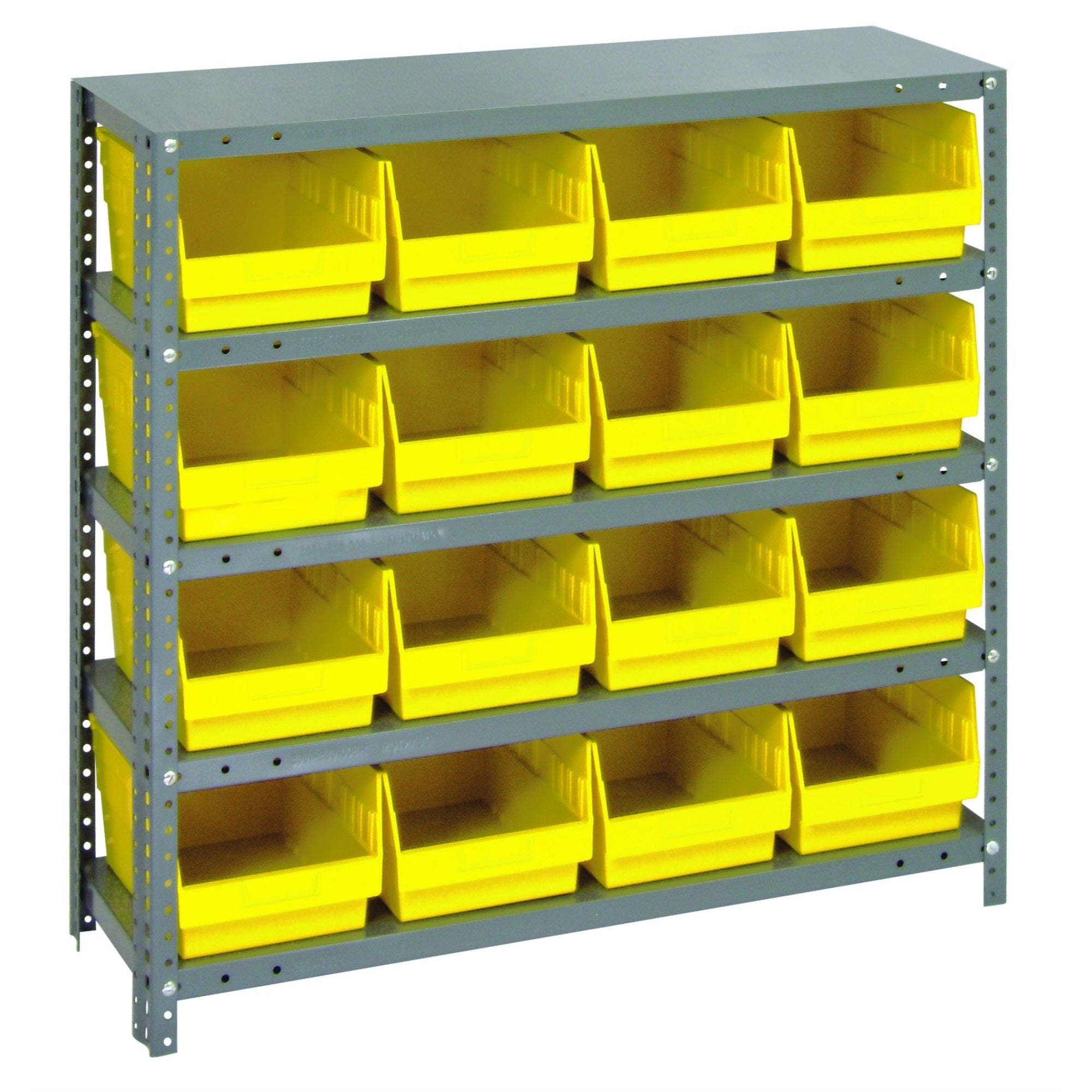 Quantum Storage Systems 1839-208YL Store More Steel Shelving Unit with 6 Shelf Bins, 18 D x 36 W x 39 H, Yellow