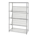 QUANTUM STORAGE SYSTEMS 1848SL6C 5-Tier Stationary Wire Shelving Unit with 3 Slanted Shelves, Chrome Finish, 400 lb. load capaci