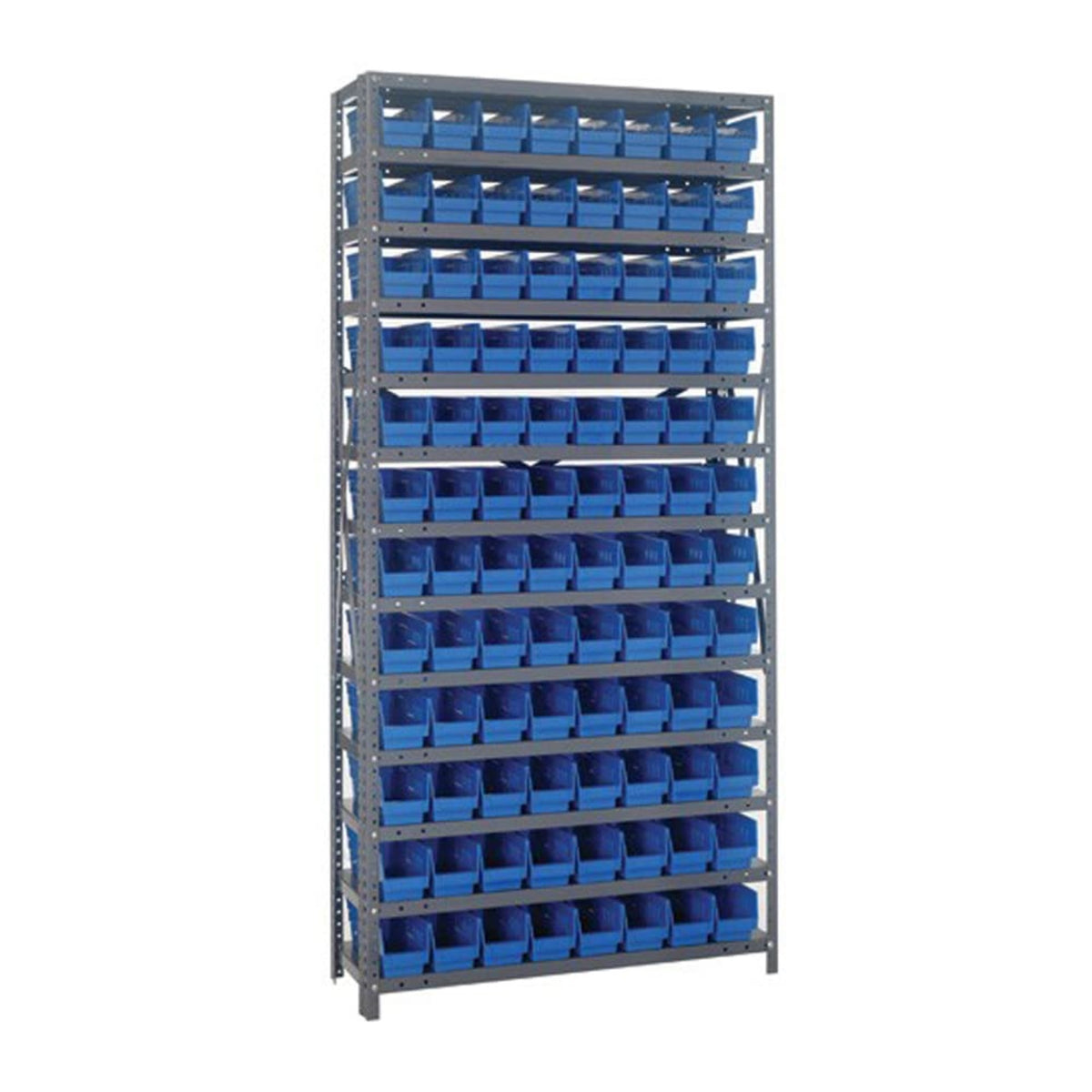 Quantum Storage Systems 1875103Bk Steel Shelving Unit With 4 Inch  Shelf Bins, 18 Inch  D X 36 Inch  W X 75 Inch  H, Black