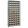 Quantum Storage Systems 1875104Iv Steel Shelving Unit With 4 Inch  Shelf Bins, 18 Inch  D X 36 Inch  W X 75 Inch  H, Ivory