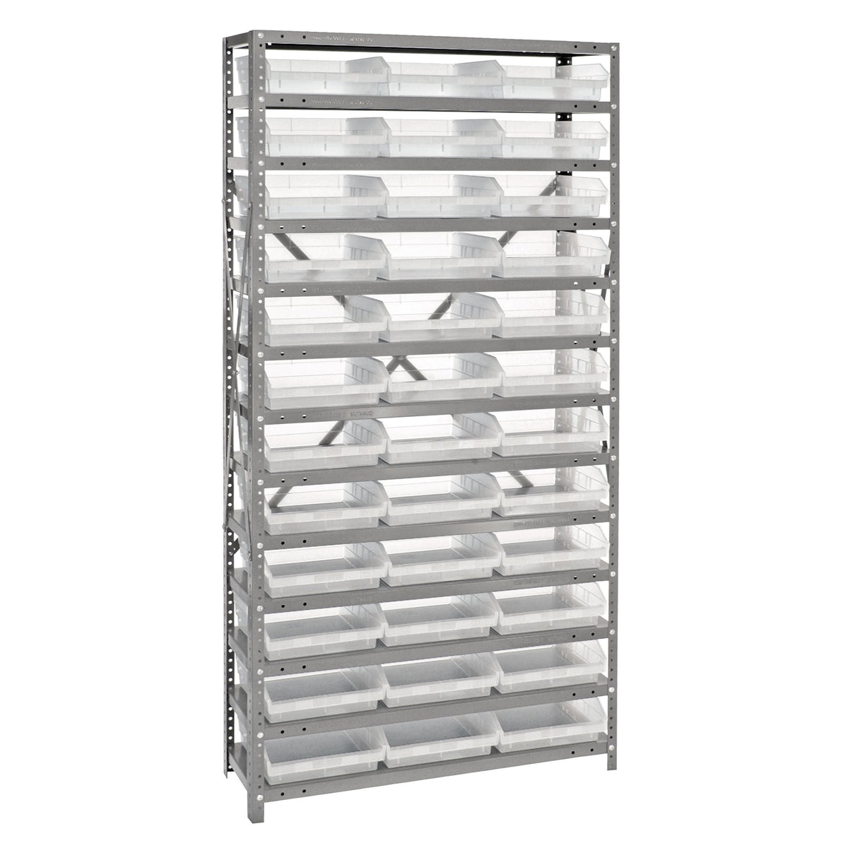 Quantum Storage Systems 1875110Cl Clearview Sloped Shelving Unit With 4 Inch  Shelf Bins, 36 Qsb110 Shelf Bins, 18 Inch  D X 36 Inch  W X 75 Inch