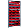 Quantum Storage Systems 1875203Rd Store More Steel Shelving Unit With 6 Shelf Bins, 18 D X 36 W X 75 H, Red