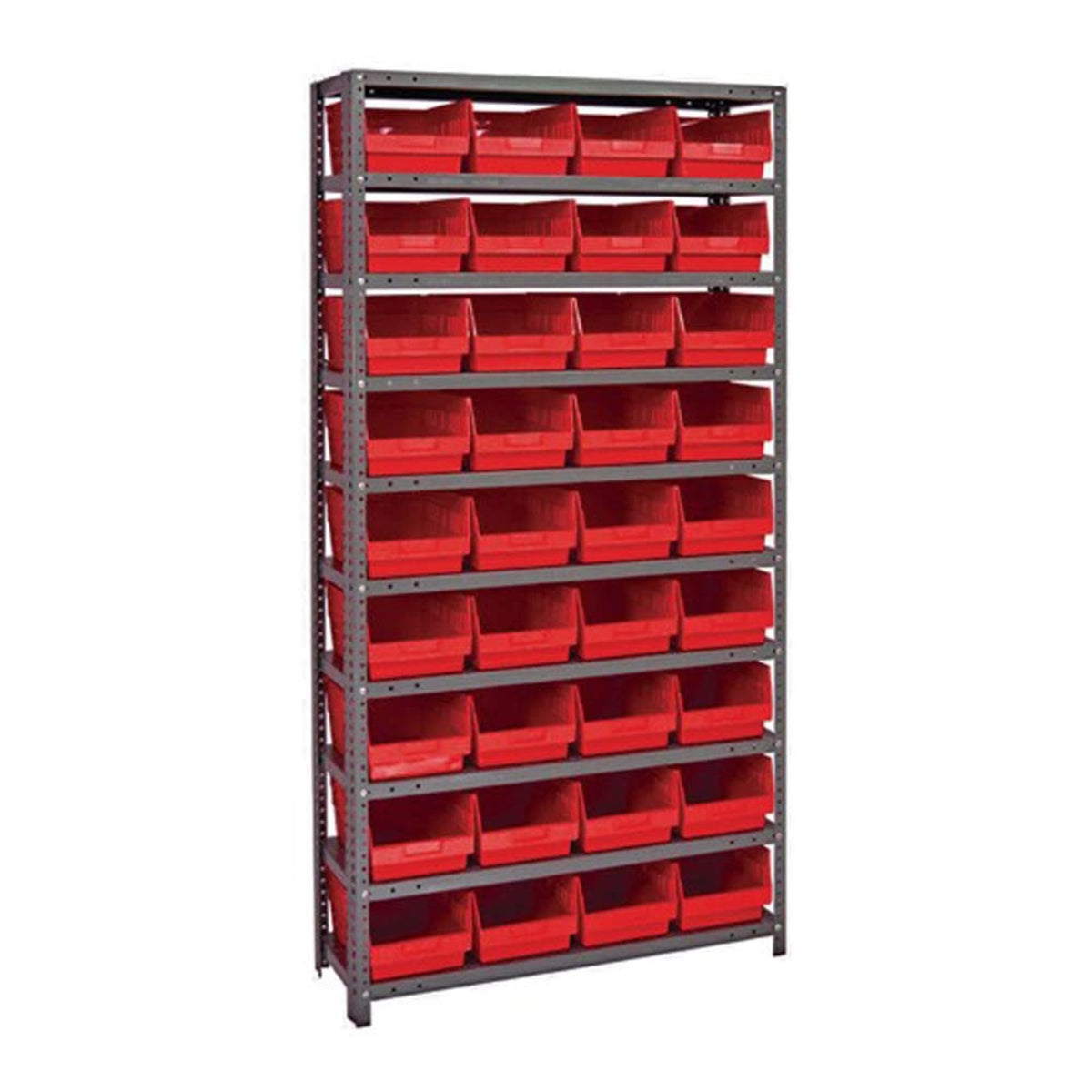 Quantum Storage Systems 1875208Rd Store More Steel Shelving Unit With 6 Shelf Bins, 18 D X 36 W X 75 H, Red