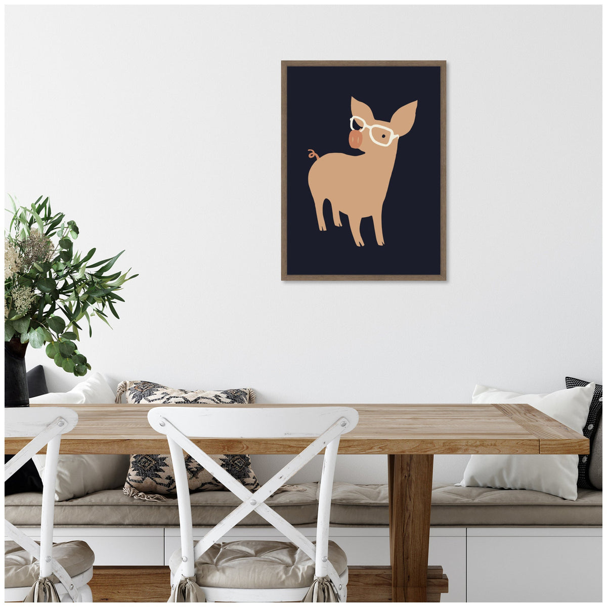 Sylvie Farm Pig Framed Canvas by Hannah Beisang