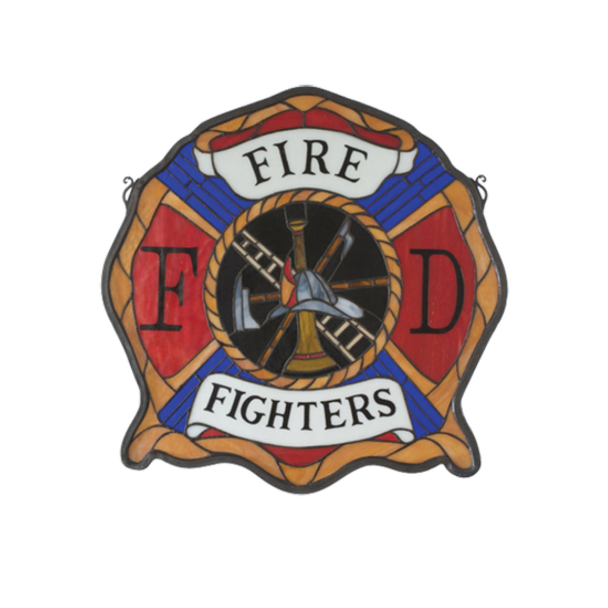 20 Inch W X 20 Inch H FiremanS Shield Stained Glass Window