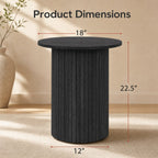 18" Round Fluted Side Table with Pedestal Drum Base