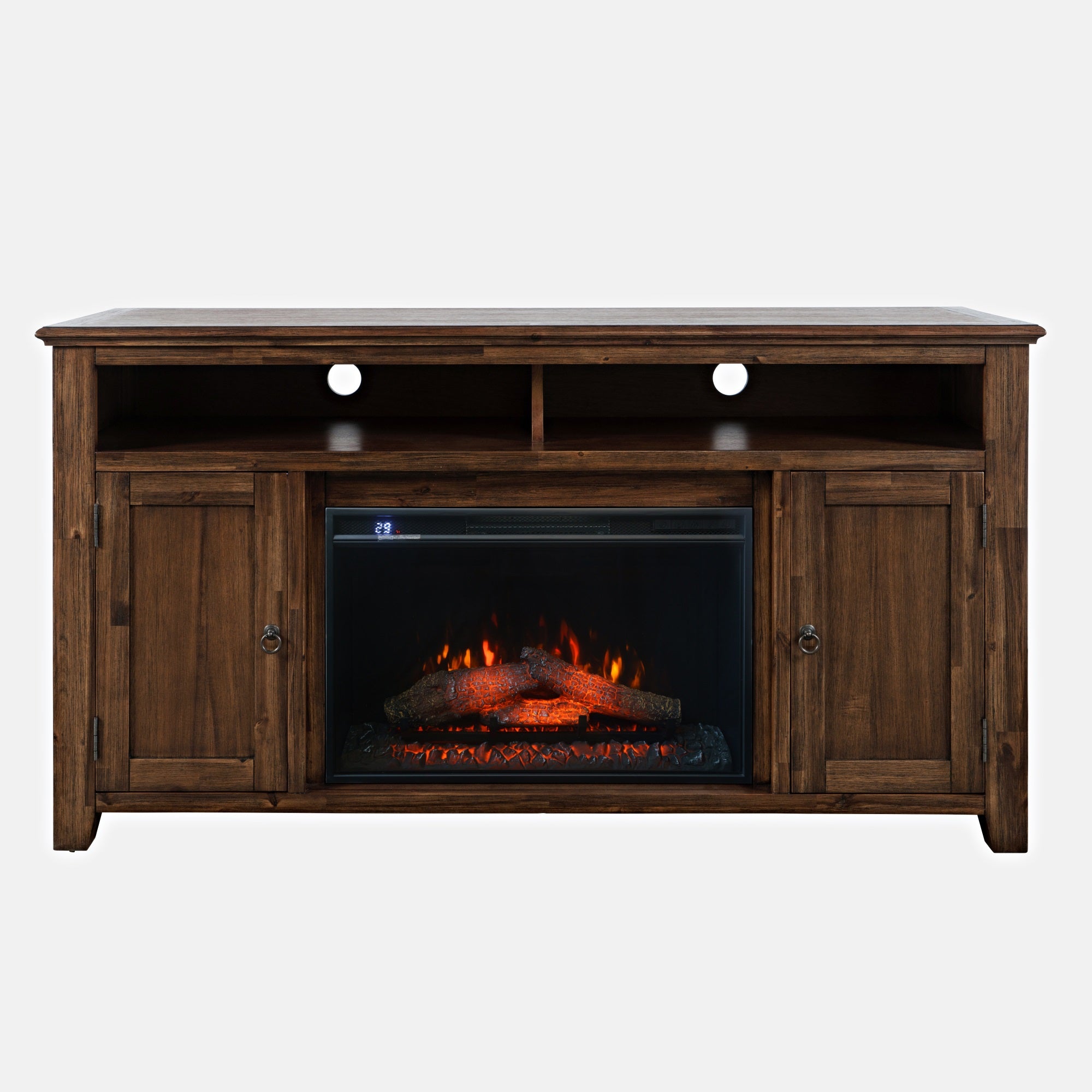Bakersfield Transitional Rustic 60'' Storage Console TV Stand with Electric Fireplace